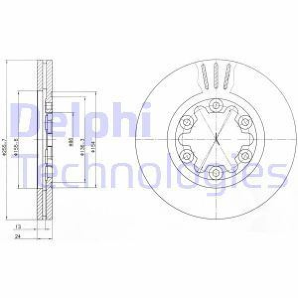 DELPHI BG3559 Fren Diski Ön Ranger 98- / B2500 98-02 Havalı 255,7Mm 