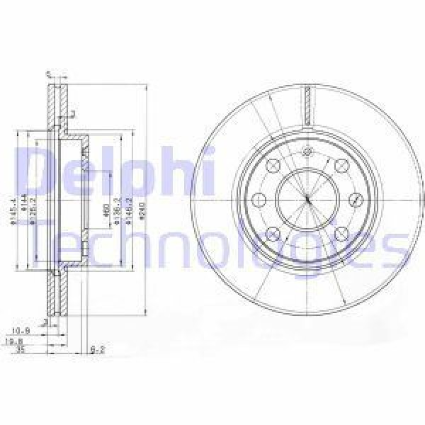 DELPHI BG3568 Fren Diski Ön Corsa C 00- Havalı 240Mm 