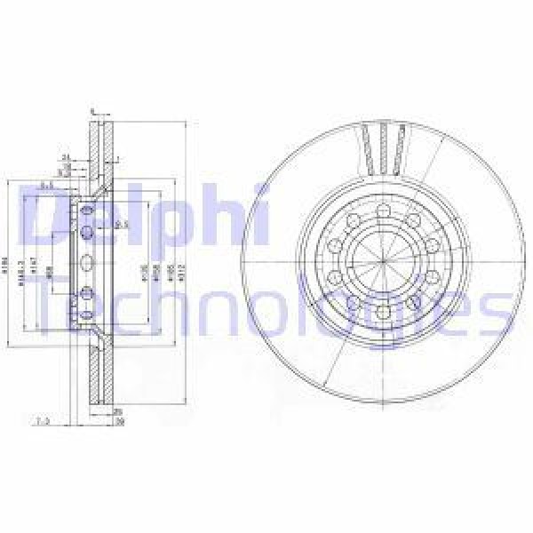 DELPHI BG3657 Fren Diski Ön Passat B5 00- / A4 A6 / Exeo 09- / Superb I 01- Havalı 312Mm 