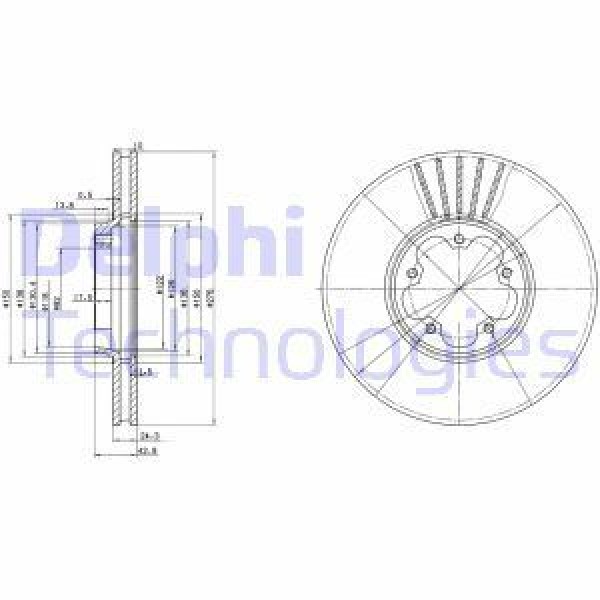 DELPHI BG3676 Fren Diski Ön Transit V184 00-06 Önden Çekıslı 4 Bijon Havalı 276×24,3×82×42,9