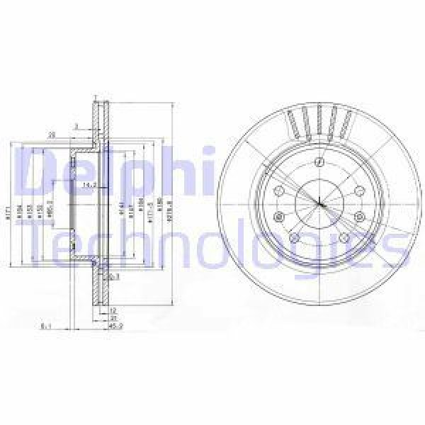 DELPHI BG3702 Fren Diski Ön Freelander 98-06 Havalı 277Mm 