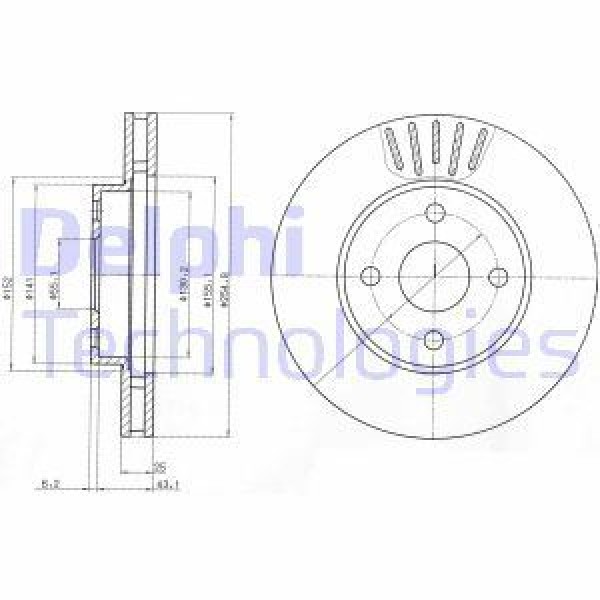 DELPHI BG3781 Fren Diski Ön Corolla 03-07 Benzinli Havalı 255Mm