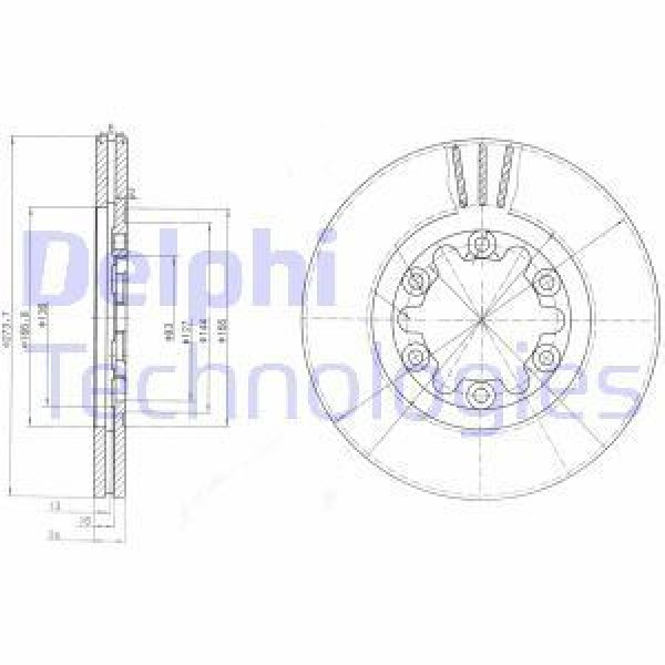 DELPHI BG3809 Fren Diski Ön Ranger 98- / B2500 4Wd 98-02 Havalı 274Mm 