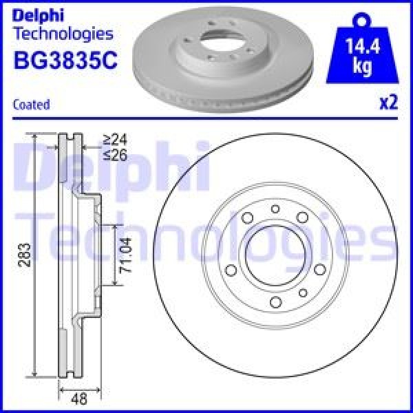 DELPHI BG3835C Fren Diski Çiftli Paket Boyalı 407508