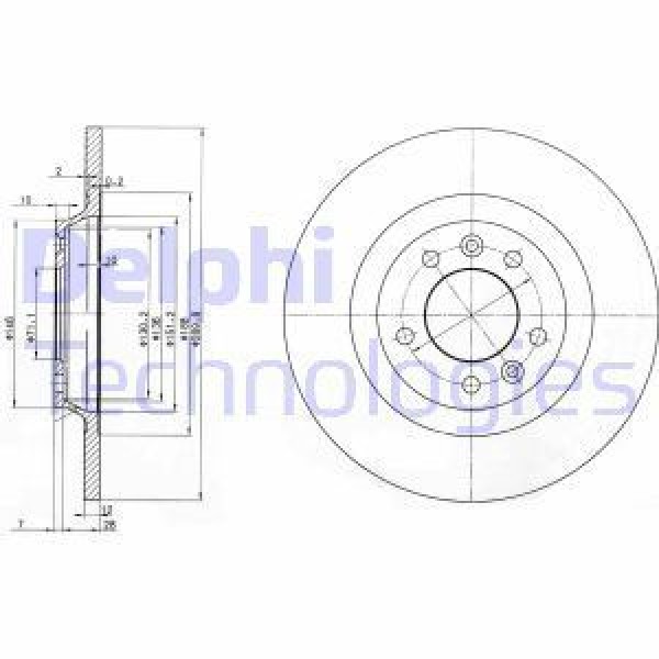 DELPHI BG3836 Fren Diski Arka 407 04- 508 10- 607 00- Rcz 10- / C5 08- Düz 290Mm