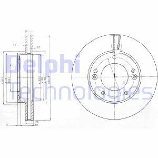 DELPHI BG3858 Fren Diski Ön Sorento 02- Havalı 302Mm