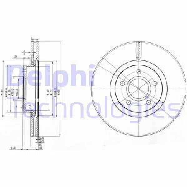 DELPHI BG3895C Fren Diski Ön Focus II Cb4 04-11 C-Max 06-11 10- C-Max 06-11 03- Kuga 08- Kuga 13- Tr