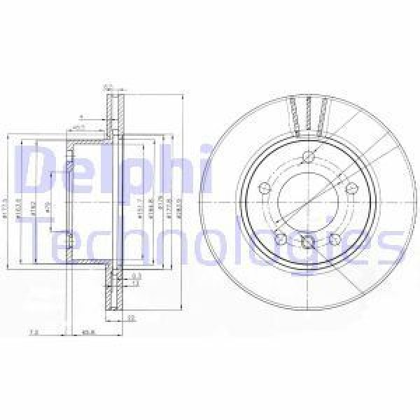 DELPHI BG3899C Fren Diski Ön Bmw 1 E87 04- Havalı 284Mm