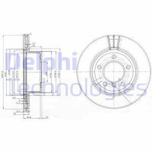 DELPHI BG3900C Fren Diski Ön Havalı Bmw 1 E87 120D/120I 09/04- Bmw 3 E90 318I/318D/320I 01/05-