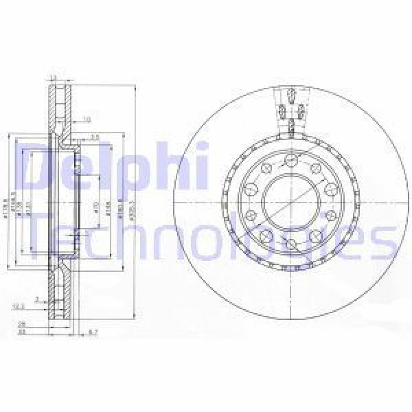 DELPHI BG3951 Fren Diski Ön Çıftlı Paket Alfa Romeo 159. Brera. Gıulıetta. Spıder 0 106