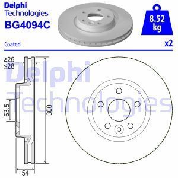 DELPHI BG4094C Fren Diski Takım Boyalı Ford Galaxy Mondeo S-Max Land Rover Freelander Volvo S80 V70