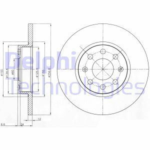 DELPHI BG4155 Fren Diski Ön Punto Evo 09- / Corsa D 06- Corsa E 14- Adam 13- Havalı 257,2Mm 