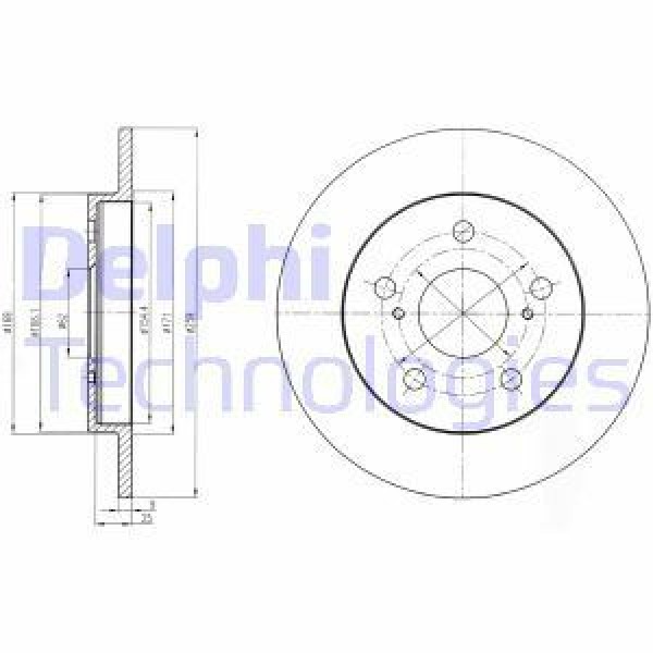 DELPHI BG4233 Fren Diski Arka Corolla 07- Auris 07- Benzinli Düz 259Mm