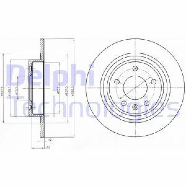 DELPHI BG4279 Fren Diski Arka Astra J Zafira / Cruze Adet 16* 