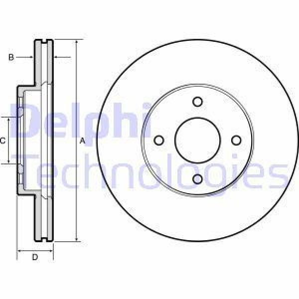 DELPHI BG4454 Fren Diski Ön Micra K13 10- Note 13- Havalı 260Mm