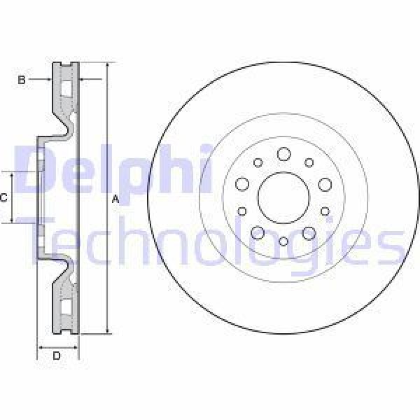 DELPHI BG4556 Fren Diski Ön 500 L 12- Doblo 09- / Combo 12- Havalı 305Mm 