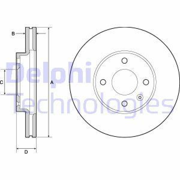 DELPHI BG4671C Fren Diski Takım Boyalı Chevrolet Aveo T300 256Mm 03/11- Ön 