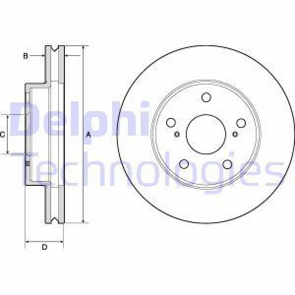 DELPHI BG4758C Fren Diski Ön Hilux Vigo 2005 - 2015 Paslanmaz Boyalı (275×5) 