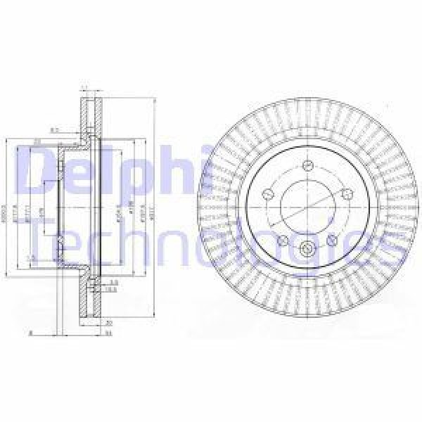 DELPHI BG9006C Fren Diski Tekli Paket Ön Boyalı Land Rover Discovery Range Rover Sport 11/04-
