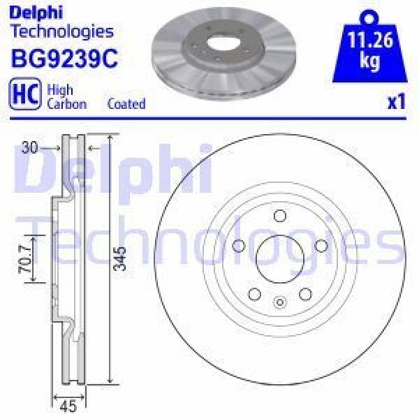 DELPHI BG9239C Fren Aynası Ön Tekli Paket Insignia B 1.5/1.6 Cdtı/2.0 Cdtı 17- 