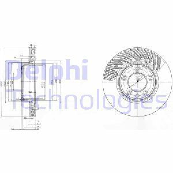 DELPHI BG9773 Fren Diski Ön Sol Touareg 7L 02- Touareg 7P 10- / Cayenne 02- Havalı 329,8Mm 