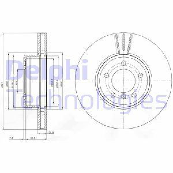 DELPHI BG9871C Fren Diski Ön (5D 324Mm) E60 E61 E63 E64 5 Serisi 04- 