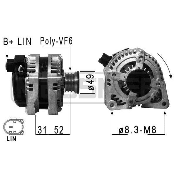DENSO DAN1073 Alternatör Fiesta VI-Ecosport 13-Focus III 11- B Max 12- 1,0GTDI-12V Ecoboss 12V 150A 