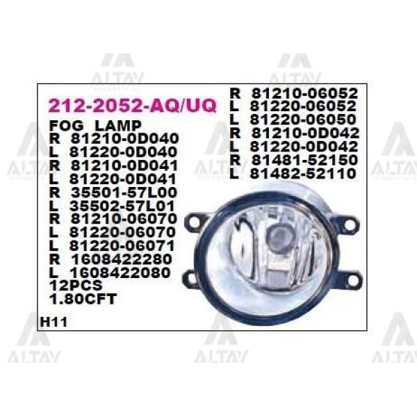 DEPO 212-2052L-UE Sis Lambası Sol- Toyota Corolla-Auris 07- Avensis-Yarıs 06-