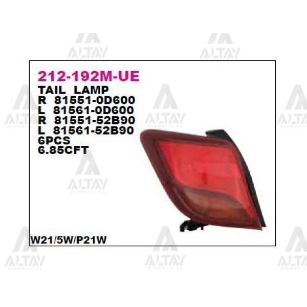 DEPO 212192MLUE Stop Lambası Sol Toyota Yaris 14-