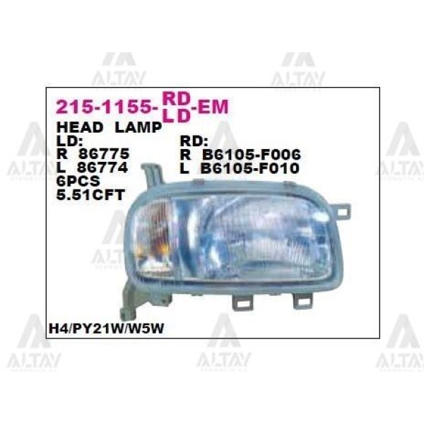 DEPO 215-1155L-LD-EM Ön Far Sol Nissan Micra K11 93-97 