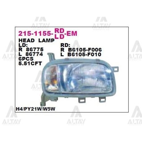 DEPO 215-1155R-LD-EM Ön Far Sağ Nissan Micra K11 93-97 