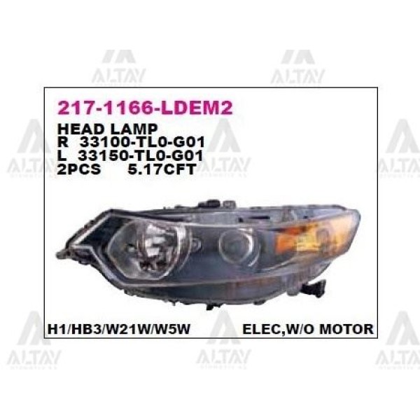 DEPO 2171166LLDEM2 Ön Far Sol Siyah Honda Accord 08-10