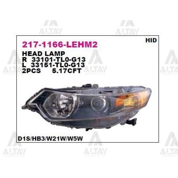 DEPO 2171166LLEHM2 Ön Far Sol Siyah Xenonlu Tip Honda Accord 08-10