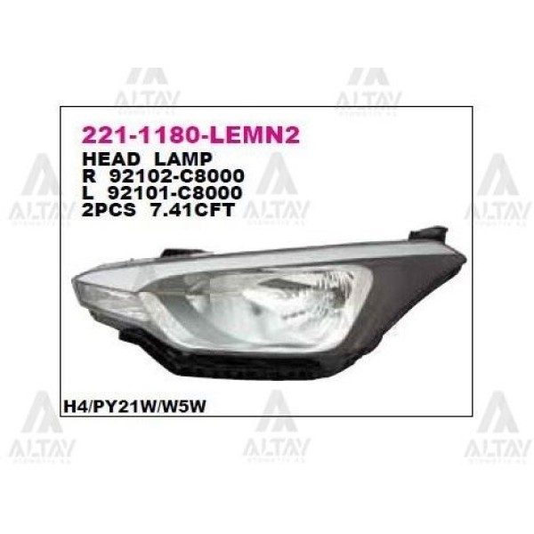 DEPO 2211180LLEMN2 Ön Far Sol Hyundai I20 15- Siyah 