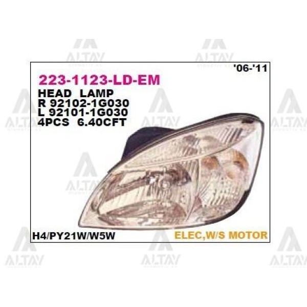 DEPO 2231123LLDEM Ön Far Sol Kia Rio 05-11