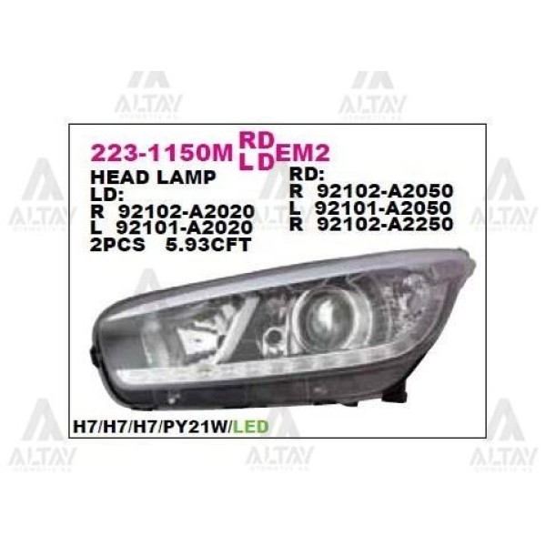 DEPO 2231150LMLDEM2 Ön Far Sol Kia Ceed - Proceed 12- Ledli 