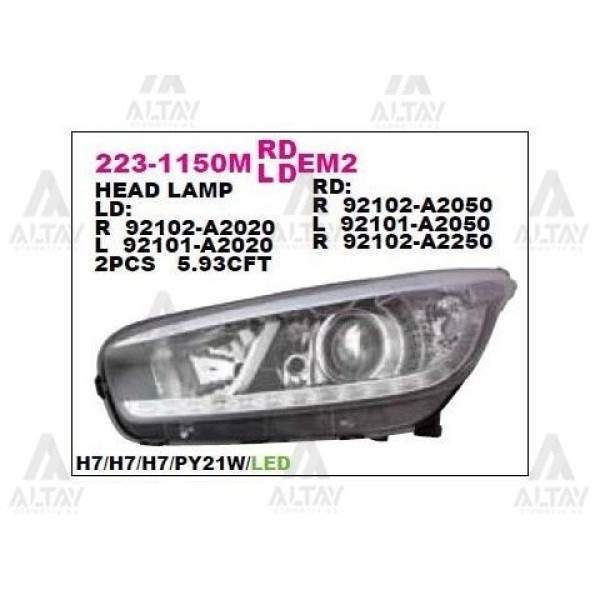 DEPO 2231150RMLDEM2 Ön Far Sağ Kia Ceed - Proceed 12- Ledli 