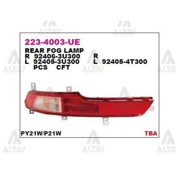 DEPO 2234003RUE Sis Lambası Sağ Tampon Arka Sportage 10-