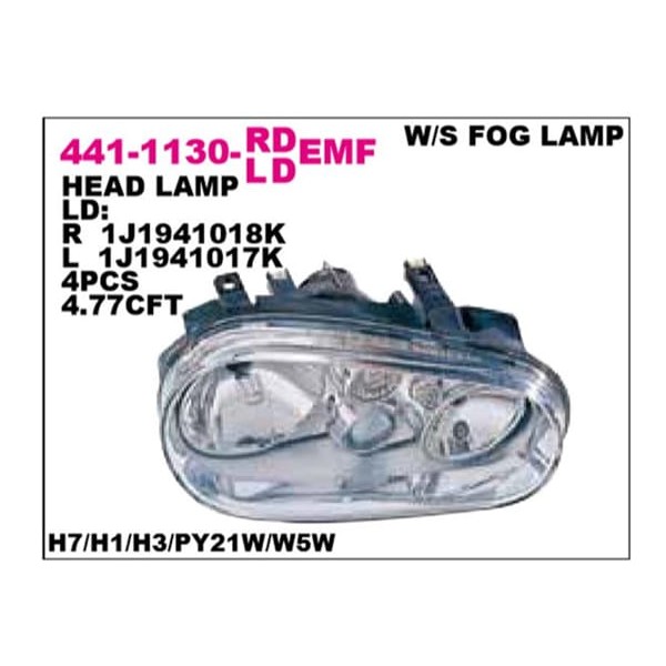 DEPO 4411130LLDEMF Far Sol - Sinyal Golf IV 97-06 Elektrikli Sisli H7-H1-H3 