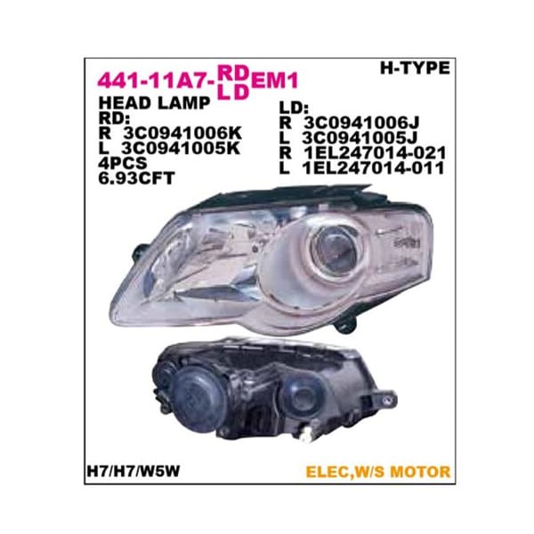 DEPO 44111A7LLDEM1 Far Sol Passat 05-09 Motorlu Hella Tıp 