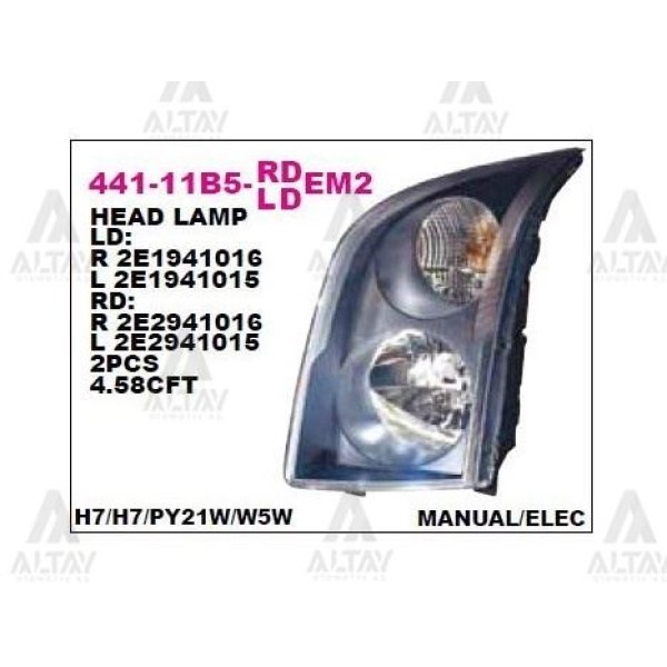 DEPO 44111B5LLDEM2 Far Sol - Sinyal Crafter 06- Elektrikli H7-H7