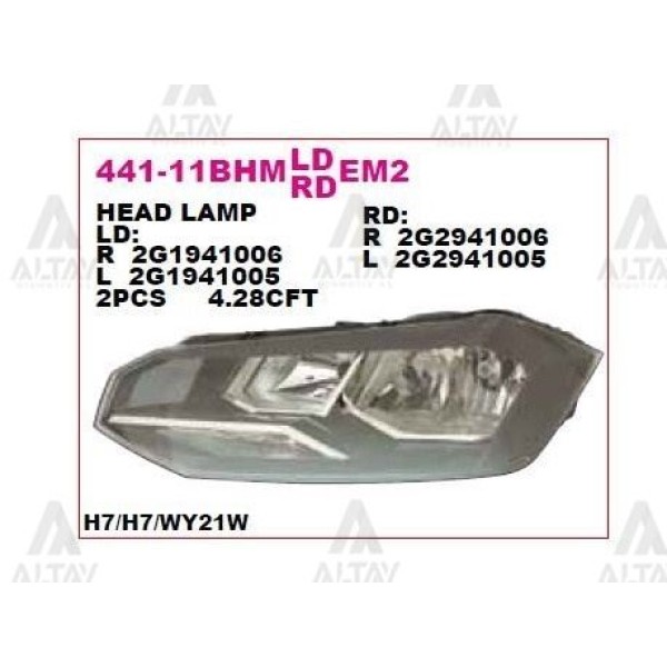 DEPO 44111BHLMLDEM2 Ön Far Sol Motoru Uzerınde Volkswagen Polo 17-