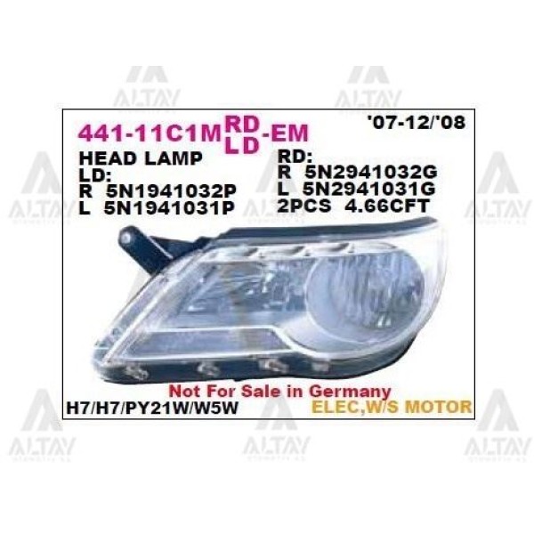 DEPO 44111C1RMLDEM Far Sağ Tiguan Motorlu 