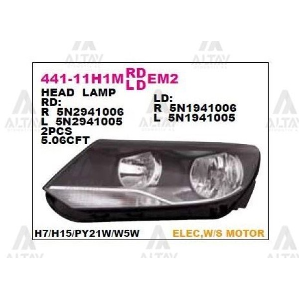 DEPO 44111H1LMLDEM2 Far Sol Komple Tiguan 11- 