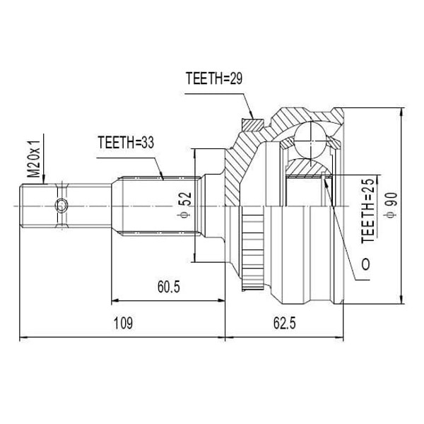 ECO-FIX KRL1289AECF Aks Kafası Vectra B 95-01Astra 98- 1,8-2,0-16V Dıs Absli (X20Xe) (33×25×52)