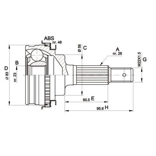 ECO-FIX KRL1347ECF Aks Kafası Corolla Ae-101 93-97Ae111 98-02 Absli 23Diş
