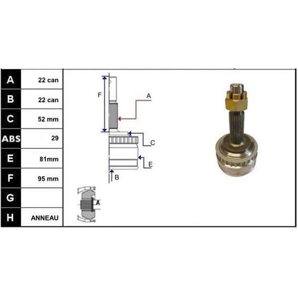 ECOFIX KRL1118ECF Aks Kafası Astra F 91-98Corsa B 93-00Vectra B 95-02Tıgra 94-98 1,6-16V Dıs Absli ( 