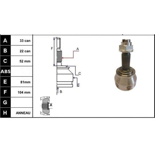 ECOFIX KRL1287ECF Aks Kafası Astra G 98-05 1,4-1,6-16V-1,7Cdtı-1,7Tdvectra B 95-02 1,6I-16V Dıs (Z1, 