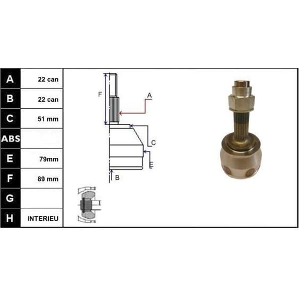 ECOFIX KRL1374ECF Aks Kafası Doblo 01- 1,2-8V-1,4-16V-1,9D Dıs (22×51×22)