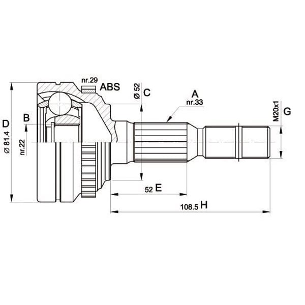 ECOFIX KRL1412ECF Aks Kafası Vectra B 95-02 1,6-16V Benzinli Dıs Kıt 